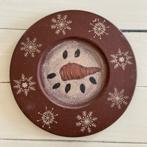 Set of snowman painted primitive plates - Picture 6 of 6